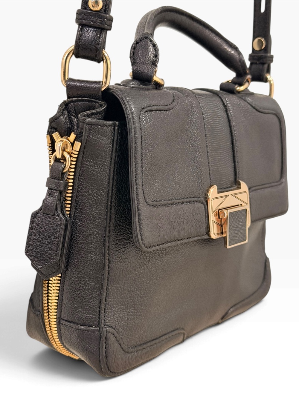 Rebecca Minkoff Collection Black Leather Crossbody Top Handle Satchel Bag